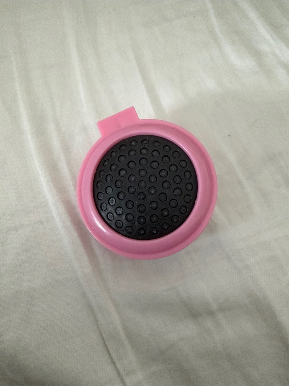 Round Pink Travel Accessory Case with Textured Black Insert - Picture 2 of 4